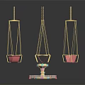 Play Equipment With Pink And Gold Hanging Swings And Central Colorful Rotating Device