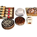 Assorted Fresh Baked Goods Including Bread Cakes And Cookies In Trays And Baskets
