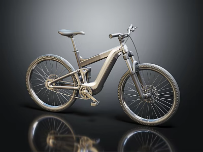 Shiny Modern Electric Bicycle With Metallic Finish Ergonomic Saddle And Wide Mountain Bike Tires 3d model