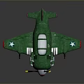 Vintage Green Fighter Airplane Model With Shark Mouth Paint And Star Emblems