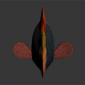 Vibrant Tropical Fish with Red Black Body Golden Tail and Net Like Scales