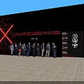 Fashion Runway Stage Design With White Platform Red Border Black White Stripes And Lighting