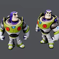 Buzz Lightyear Action Figures Two Standing Poses Purple Green Red Color Details