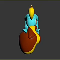 Colorful Blue Pony 3D Model Toy With Red Yellow Mane Tail And TVT Vest