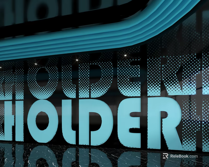 Modern Holder Background Wall Design With Blue Curved Accent And Black Dotted Pattern 3d model 