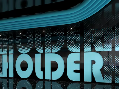 Modern Holder Background Wall Design With Blue Curved Accent And Black Dotted Pattern 3d model