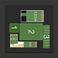 Sports Fitness Training Facility With Green Turf Red Structures Numbered Sections And Letter Marked Zones