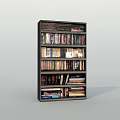 Modern Dark Wood Bookshelf With Multiple Shelves Filled With Various Books