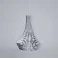 Elegant Red Modern Pendant Light with Stylish Striped Hollow Structure Design 3d model