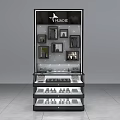 Modern Black Frame Glass Display Shelf With Multi Tiered Shelves For Watches And Small Items 3d model