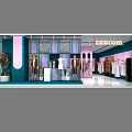 Modern Fashionable Clothing Store Interior With Mannequins Apparel Displays And Decorative Plants