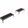 Contemporary Luxury Dining Table With Glass Top Gold Accents And Black Metal Legs