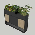 Modern Gray Planter Box With Wooden Panels And Lush Green Plants
