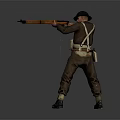 Game Movie Character In Brown Uniform With Hat Holding Rifle And Gear