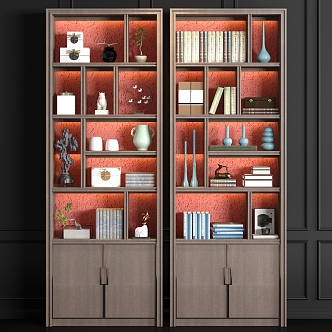 New Chinese-style Solid Wood Bookcase Chinese-style Book Jewelry Combination 3d model