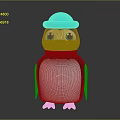Cute Cartoon Penguin Toy With Blue Hat Red Cheeks And Orange Feet