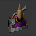 Fantasy Weapon Helmet with Decorative Gold Purple Silver Horns and Metallic Design