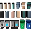 Public Facility Trash Bins With Various Colors Different Designs And Recycling Features