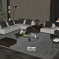Modern Living Room Sofa Coffee Table Set With Cushions Fireplace Ottoman And Rug