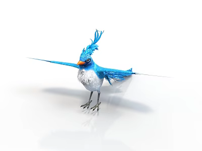 Vibrant Blue Bird With Spread Wings White Belly And Orange Beak On White Background 3d model