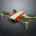 Foldable Red And White Drone With Four Propellers And Camera Equipment 3d model