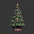 Green Christmas Tree Shaped Decorative Household Item With Star Top And Colorful Ornaments
