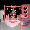 Pink Themed Women's Day Decor With 38 Balloons Heart Shapes And Gift Displays