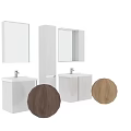Modern White Bathroom Vanity With Wall Mounted Design Mirror And Storage Cabinets 3d model