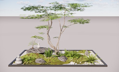 Landscape green plant combination sketch potted plant 3d model