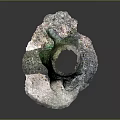 Natural Wood And Stone Art Sculpture With Colorful Surface Textures And Hollow Details
