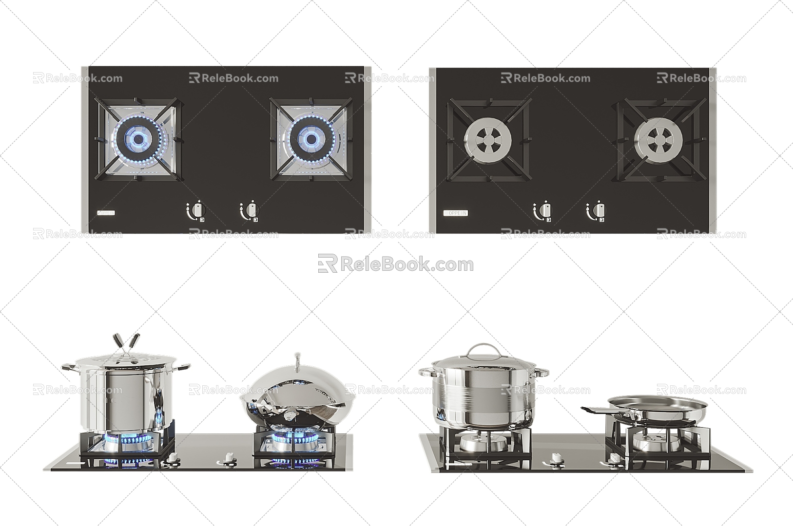 Modern gas stove 3d model