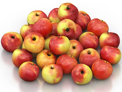 Fresh Red and Yellow Apples in a Pile of Ripe Healthy Fruits 3d model