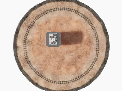 Round Carpet Light Brown Soft Plush Texture with Decorative Border Design for Living Room 3d model