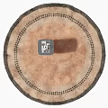 Round Carpet Light Brown Soft Plush Texture with Decorative Border Design for Living Room