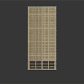 Wooden Building Model Structure with Framed Walls Roof Trusses and Standing Figure