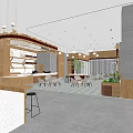 Shopping Mall Lobby Interior With Spiral Staircase Green Plants Outdoor Seating And Umbrellas