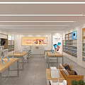 Modern Digital Store Interior With Display Tables Shelves Sofa And Electronic Products