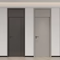 Four Modern Hinged Doors With Different Colors Mounted On White Walls