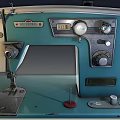 Industrial Sewing Machine With Turquoise Body Control Knobs And Foot Pedal