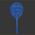 Vintage Sports Equipment Wooden Racquet With Plaid Pattern And Colored Handle