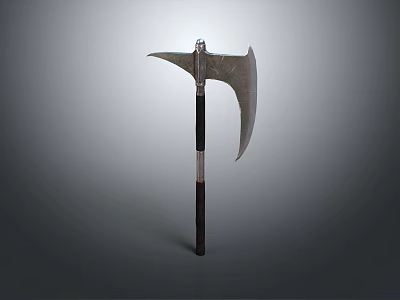 Fantasy Warrior Character Wielding Steel Axe Confronting Mythical Creature In Battlefield 3d model