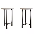 Two Modern Side Tables with White Tabletop and Black Metal Legs 3d model