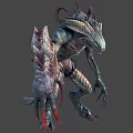 Mythical Fantasy Creature With Menacing Posture Spiked Horns Sharp Claws And Armored Skin