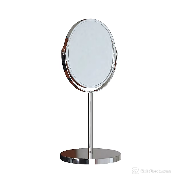 Elegant Desktop Vanity Mirror With Round Surface And Metal Stand Base 3d model 
