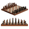Classic Chessboard With Brown And Black Pieces On Wooden Surface