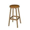 Wooden Bar Stool With Orange Padded Seat Simple Modern Design For Home Bar
