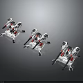 Advanced White And Red Drone Weapon Systems With Mechanical Arms And Gun Barrels