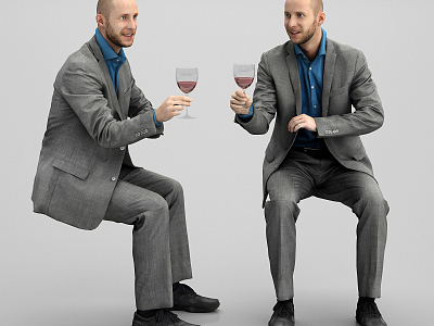 Modern men who serve wine glasses model