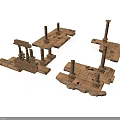 Ancient Architectural Ruins With Stone Columns And Platform Bases