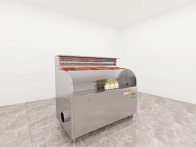 Stainless Steel Kitchen Appliance With Red Heating Tubes Control Panel In White Interior Gray Floor 3d model